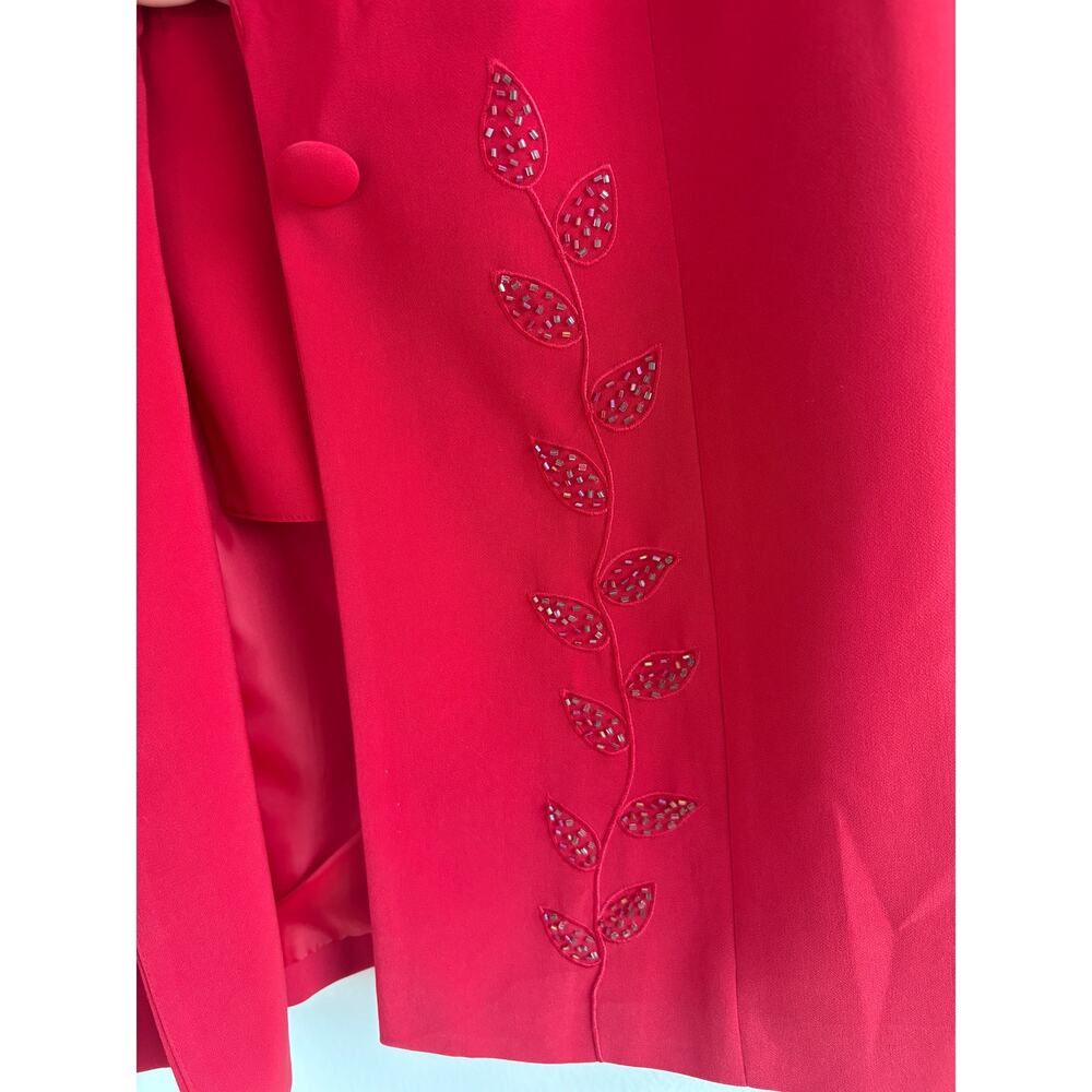 Faith Vintage Red Pant Suit Set Womens Size 14 Beaded Blazer Pants NWT - Picture 13 of 13